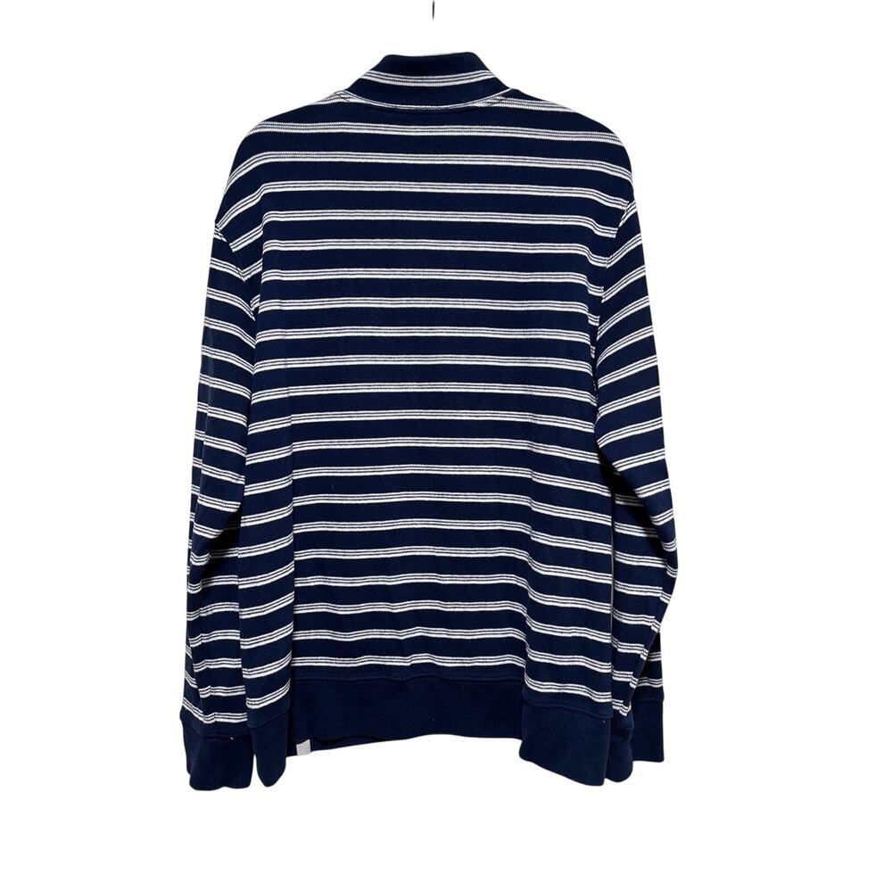 Lands' End Navy White Striped 1/4 Zip Pullover L - Picture 7 of 7